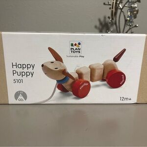 PlanToys Happy Puppy wooden pull toy